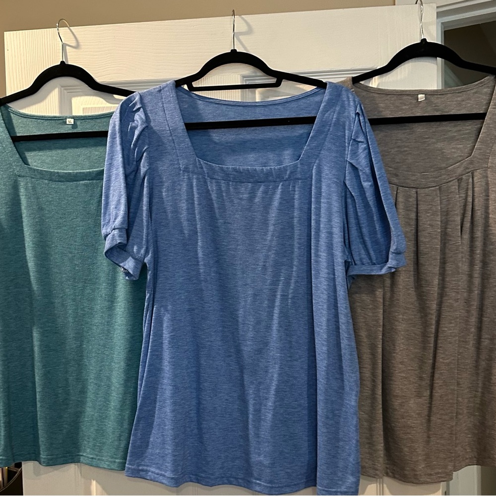 Three women’s XL square neck tops.  New without tags